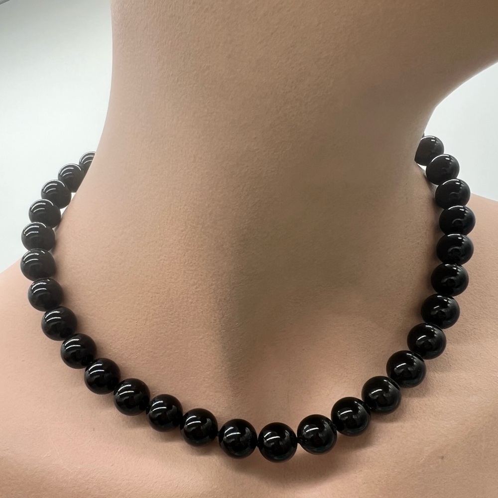 🔴Authentic Tiffany & Co. VINTAGE Sterling Silver Onyx Beads Necklace🔴 - Picture 4 of 8